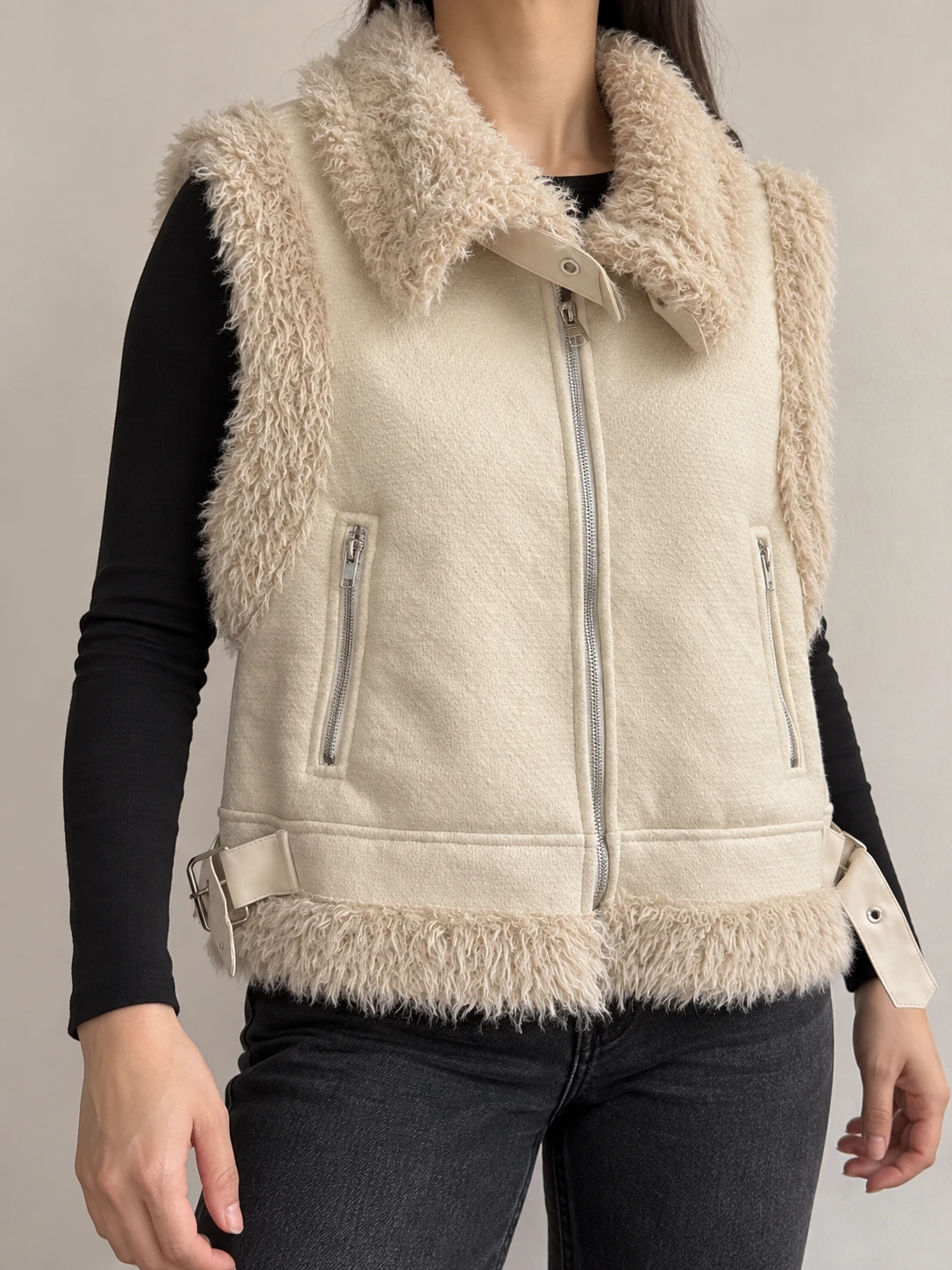 Chaleco combinado beige